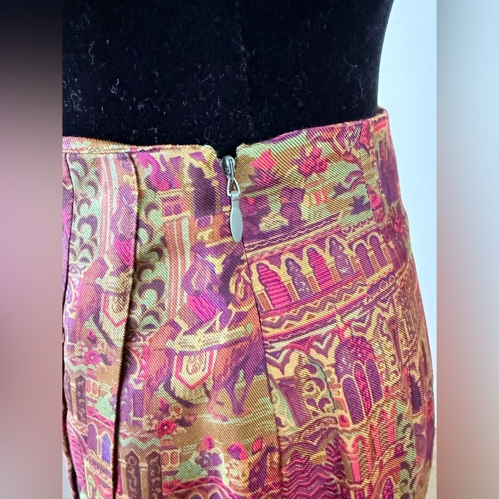 Vintage Linda Allard Ellen Tracy Silk Faux Wrap Skirt Persian Durbar Print 4 EUC - Picture 8 of 14